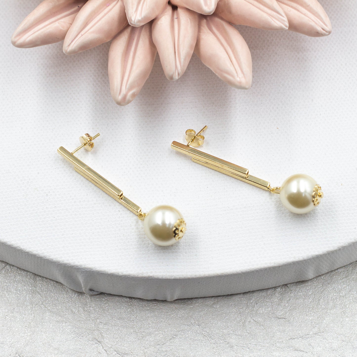 Pearl Hanging Stud Earrings