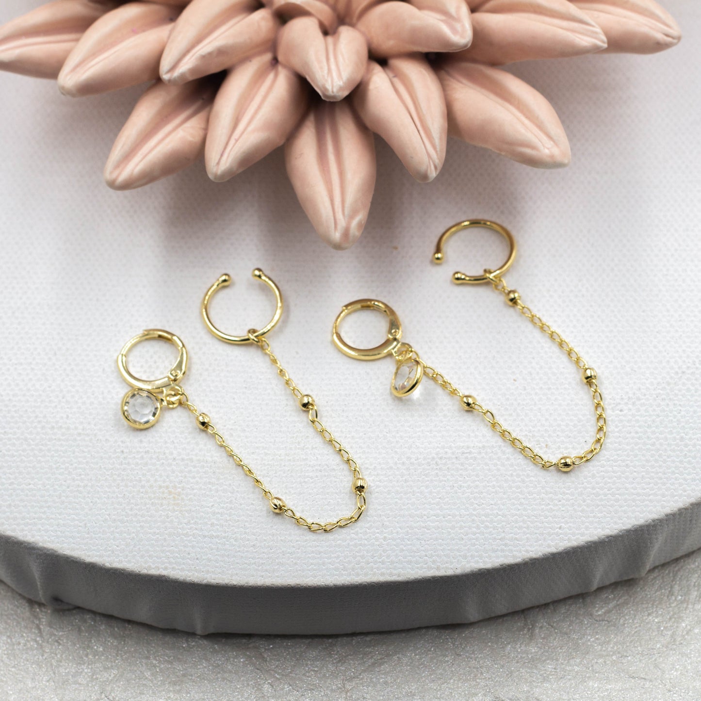 Trendy Double Piercing Chain Huggie Earrings