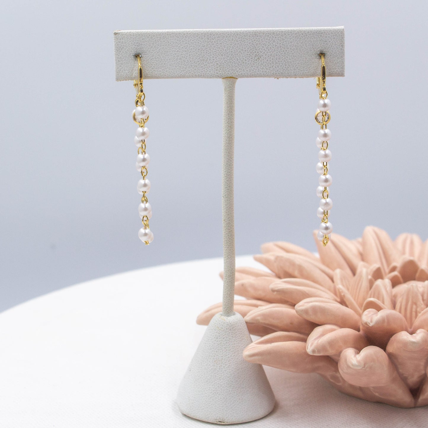 Chain of Pearl Huggie Earrings