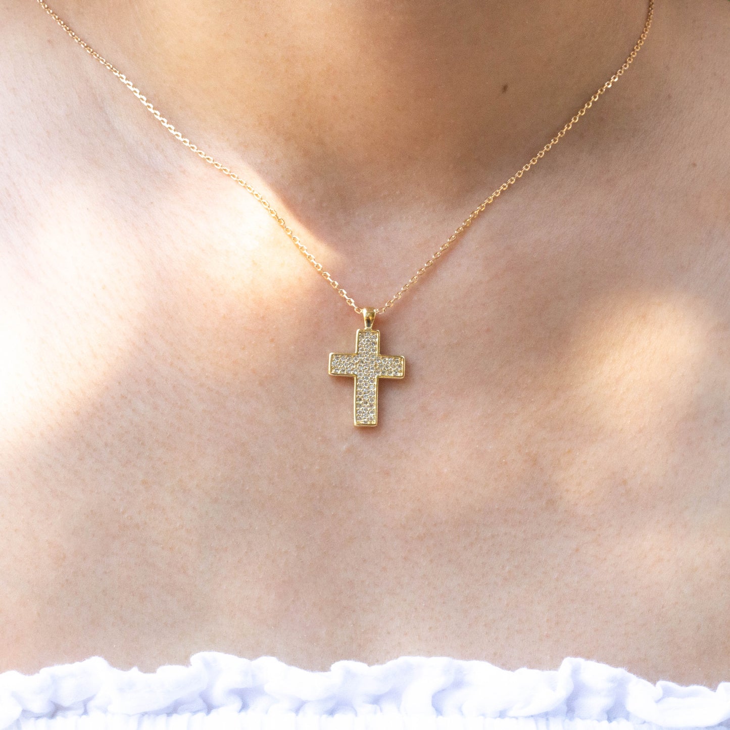 Micropave Chunky Cross Pendant