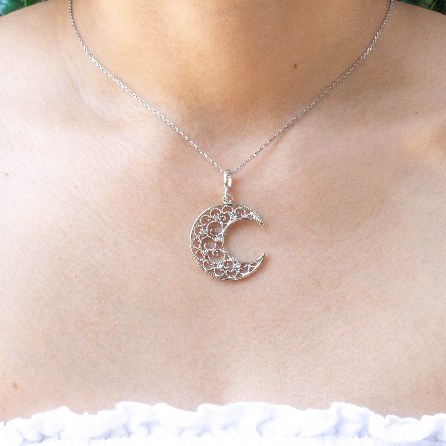 Cz Crescent Moon Pendant