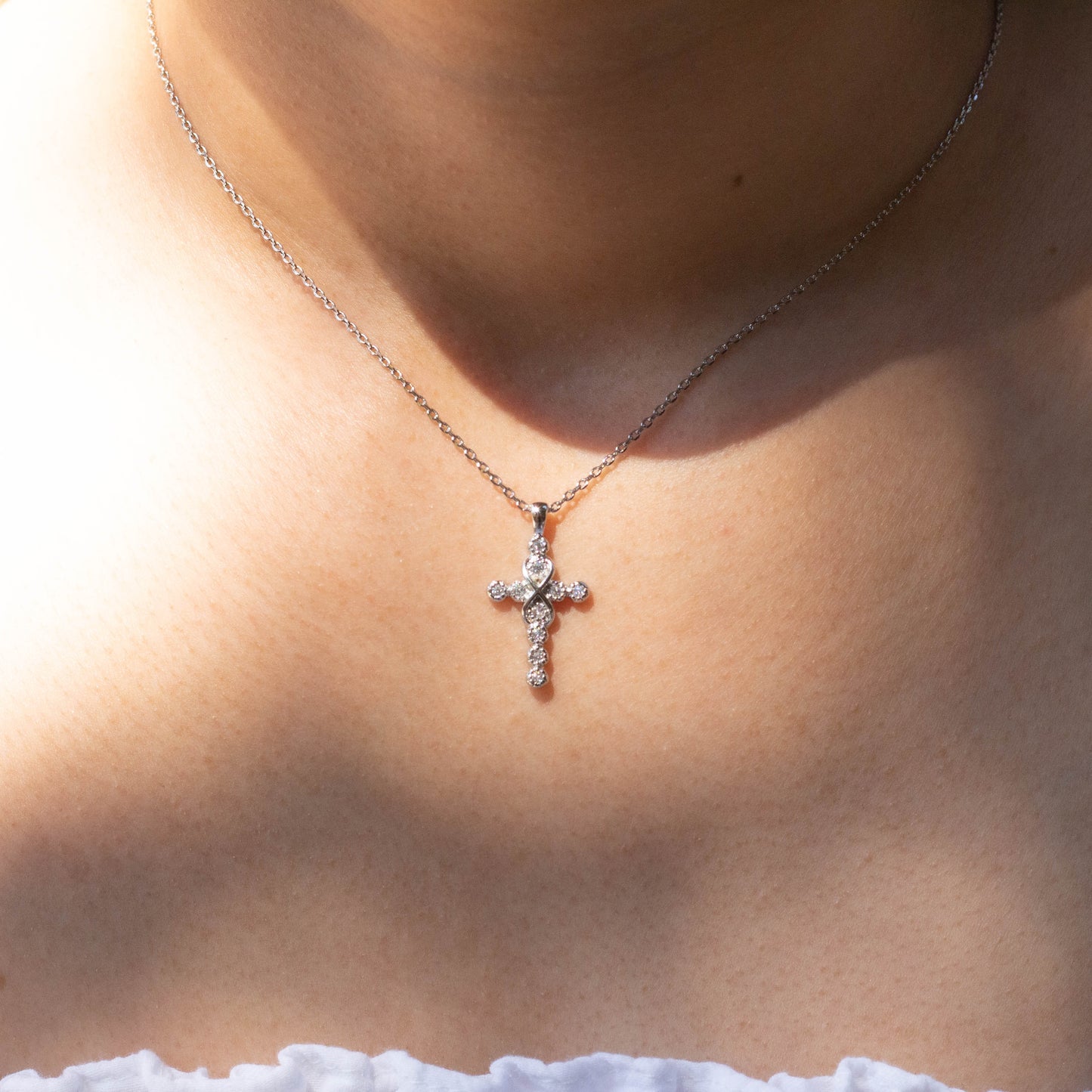 Infinity Cz Cross Pendant