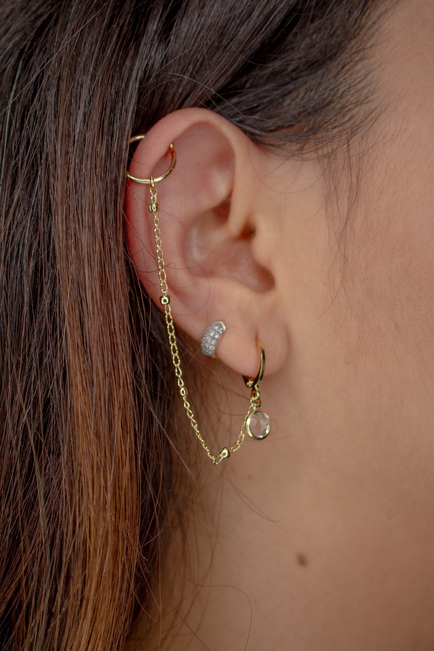 Trendy Double Piercing Chain Huggie Earrings