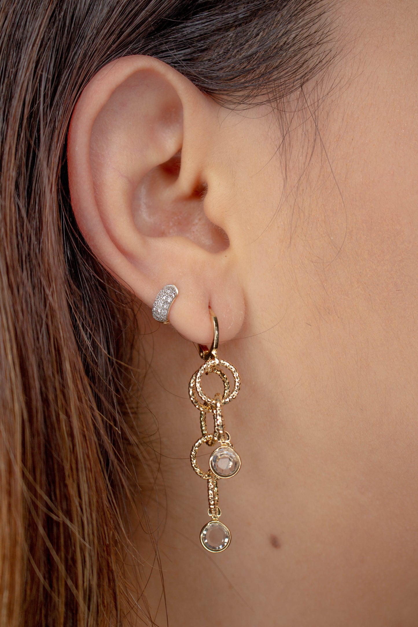 Circle Linked Huggie Earrings