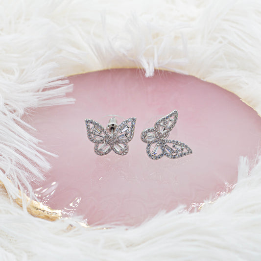 Shine Butterfly Necklace & Earrings Set | Baguette Zirconia Butterfly Necklace | Butterfly Earrings