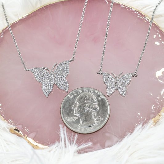 Silver Zirconia Butterfly Necklace