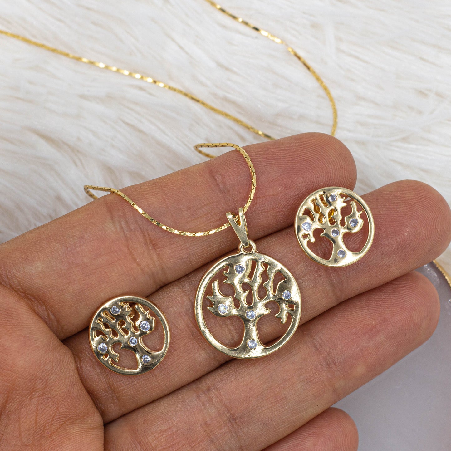 Tree of Life Set - Stud Earrings and Pendant