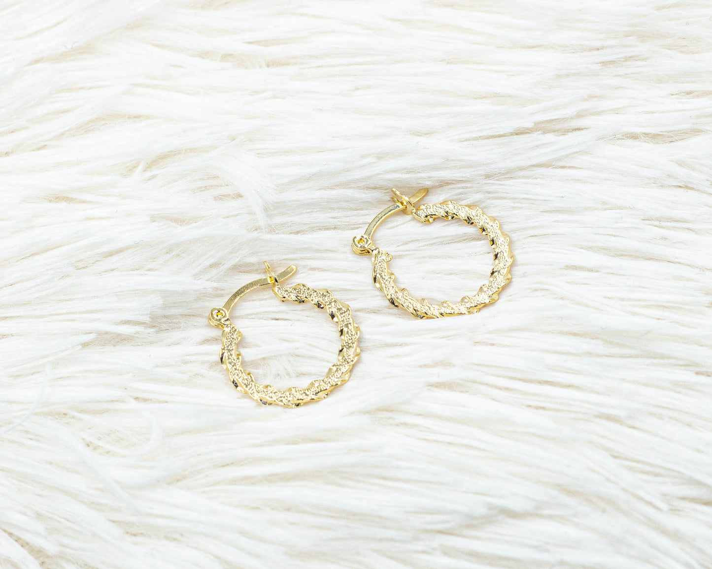 Dainty Flat Twisted Huggie Earrings