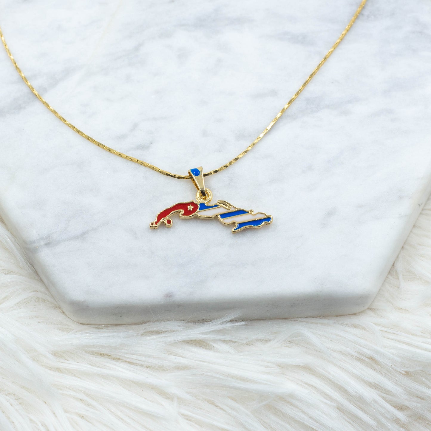 Cuba Flag Map Pendant | Cuba Island Pendant