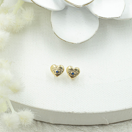 Heart Single Evil Eye Stud Earrings