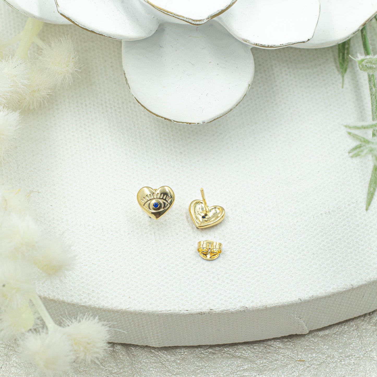 Heart Single Evil Eye Stud Earrings