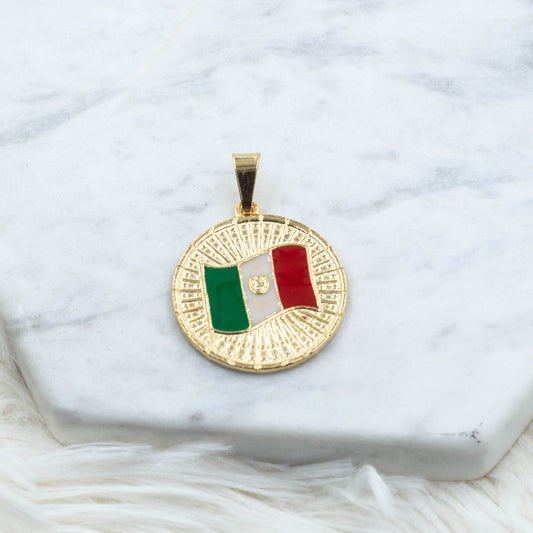 Mexico Flag Pendant | Mexico Medallion Pendant