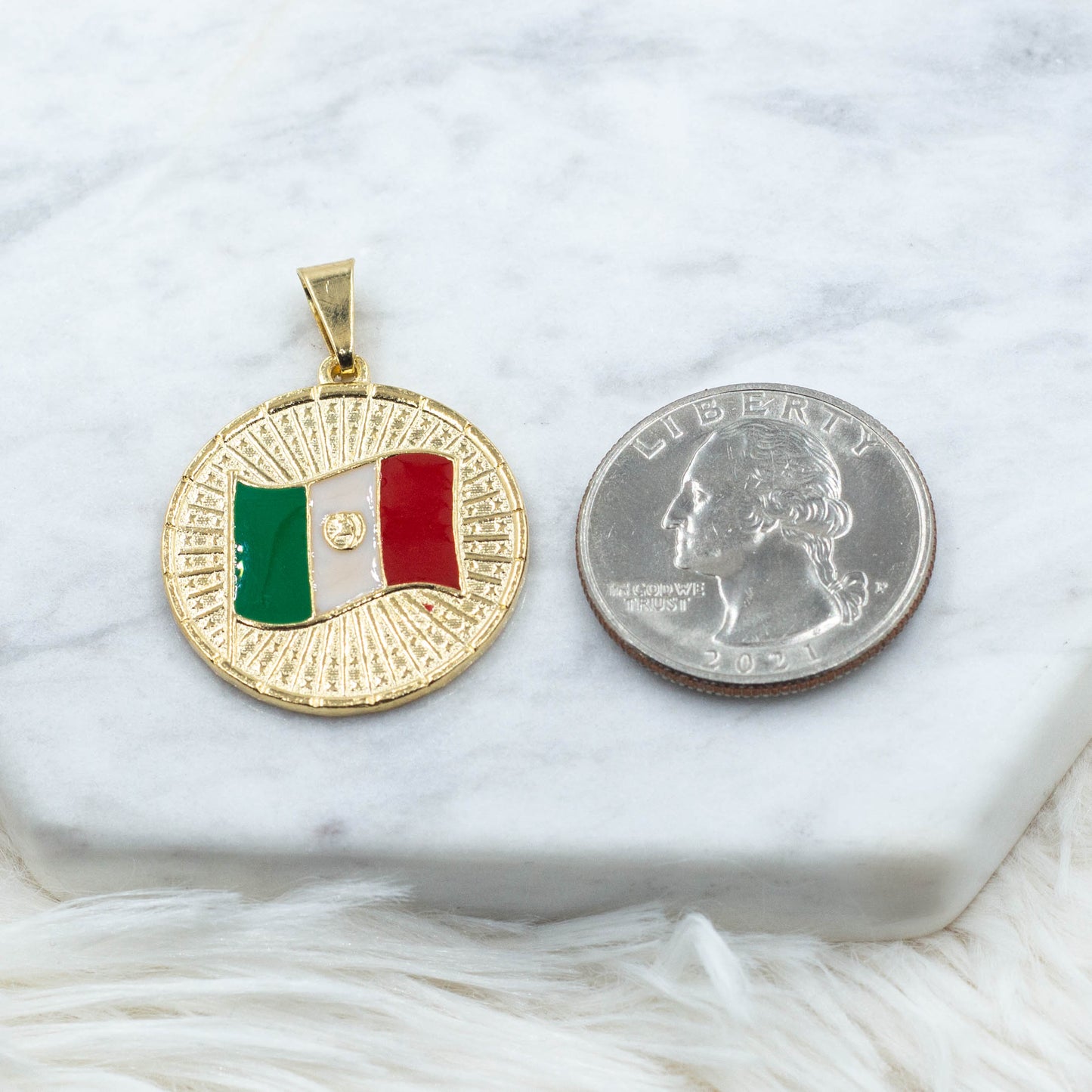 Mexico Flag Pendant | Mexico Medallion Pendant