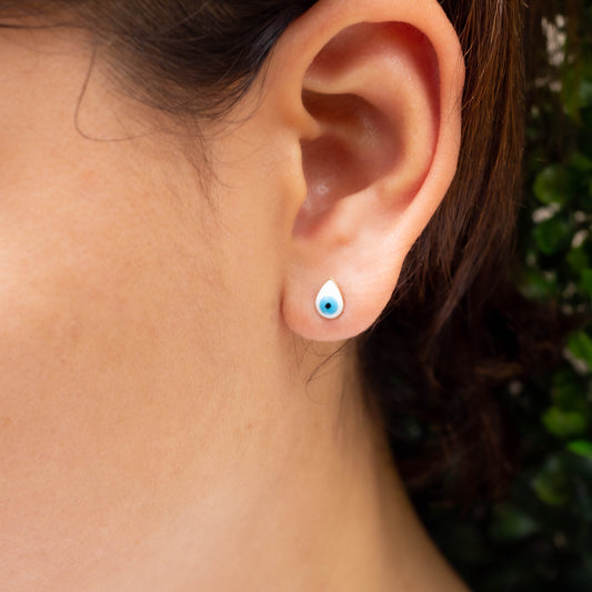 Evil Eye Drop Stud Earrings