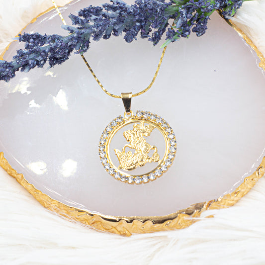 Saint George Zirconia Pendant | Angel Medallion Coin Pendan