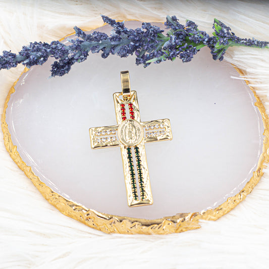 Colored Zirconia Cross Pendant