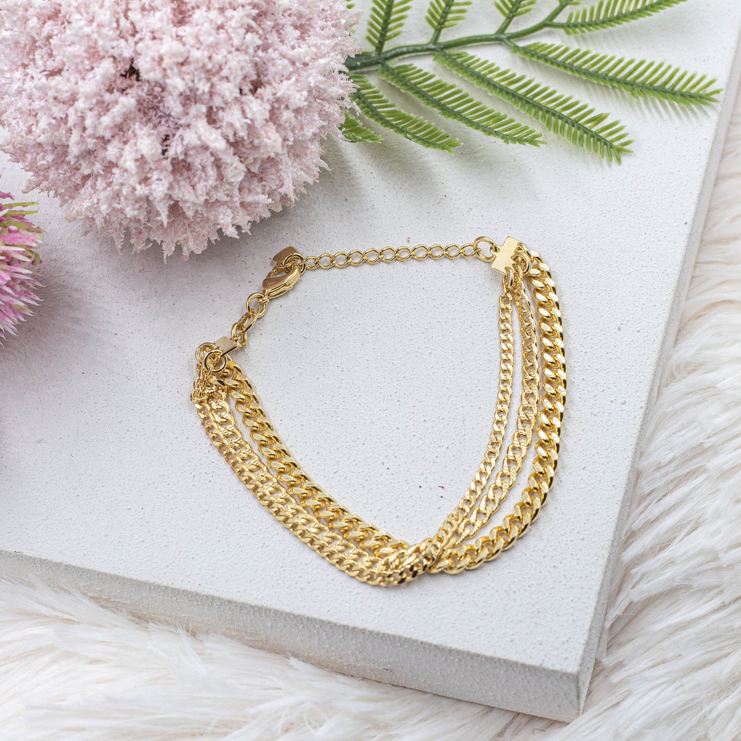 Triple Cuban Link Chain Bracelet | Trendy Cuban Link Bracelet