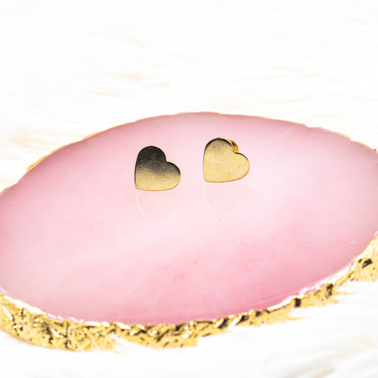 Flat Heart Stud Earrings