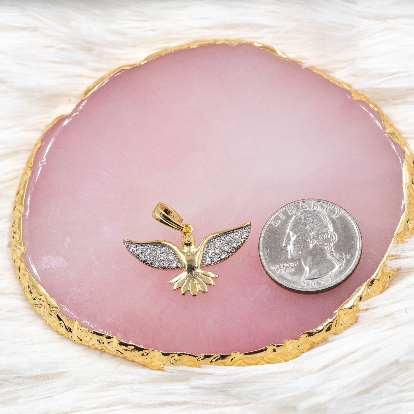 Zirconia Hummingbird Pendant | Bird Pendant | Lucky Bird | Flying Bird