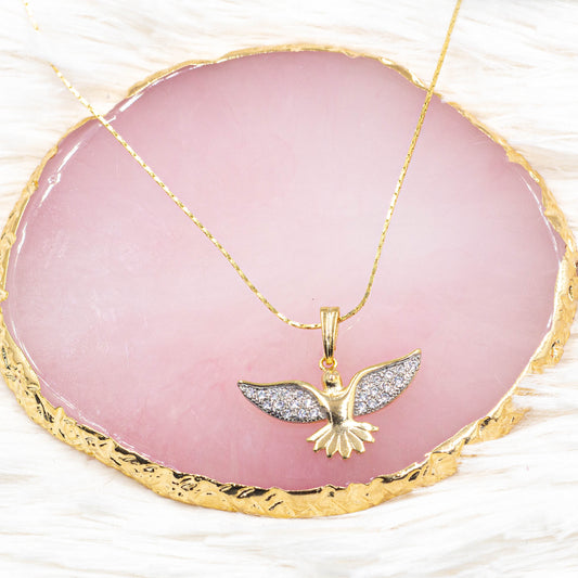 Zirconia Hummingbird Pendant | Bird Pendant | Lucky Bird | Flying Bird