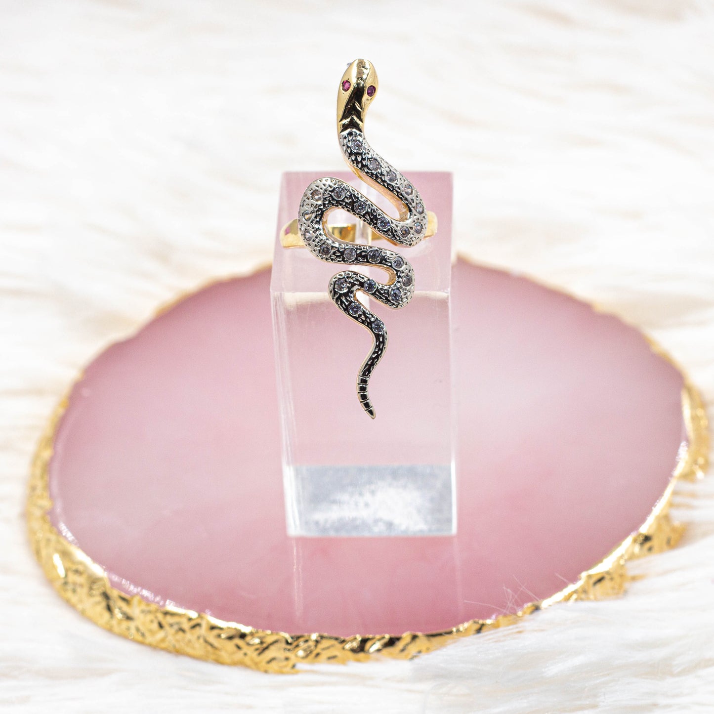 Silver Zirconia Snake Ring