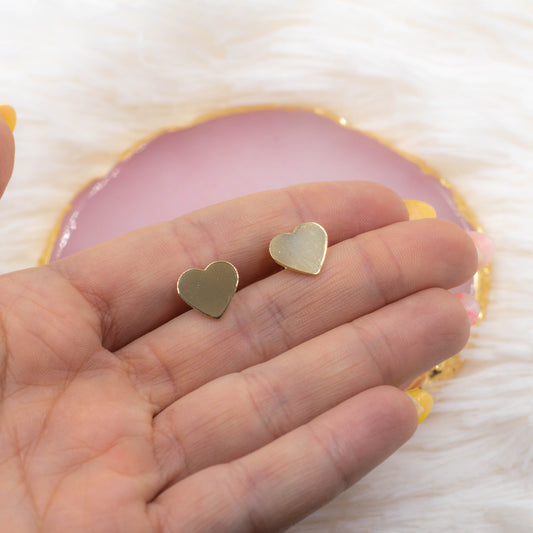 Flat Heart Stud Earrings