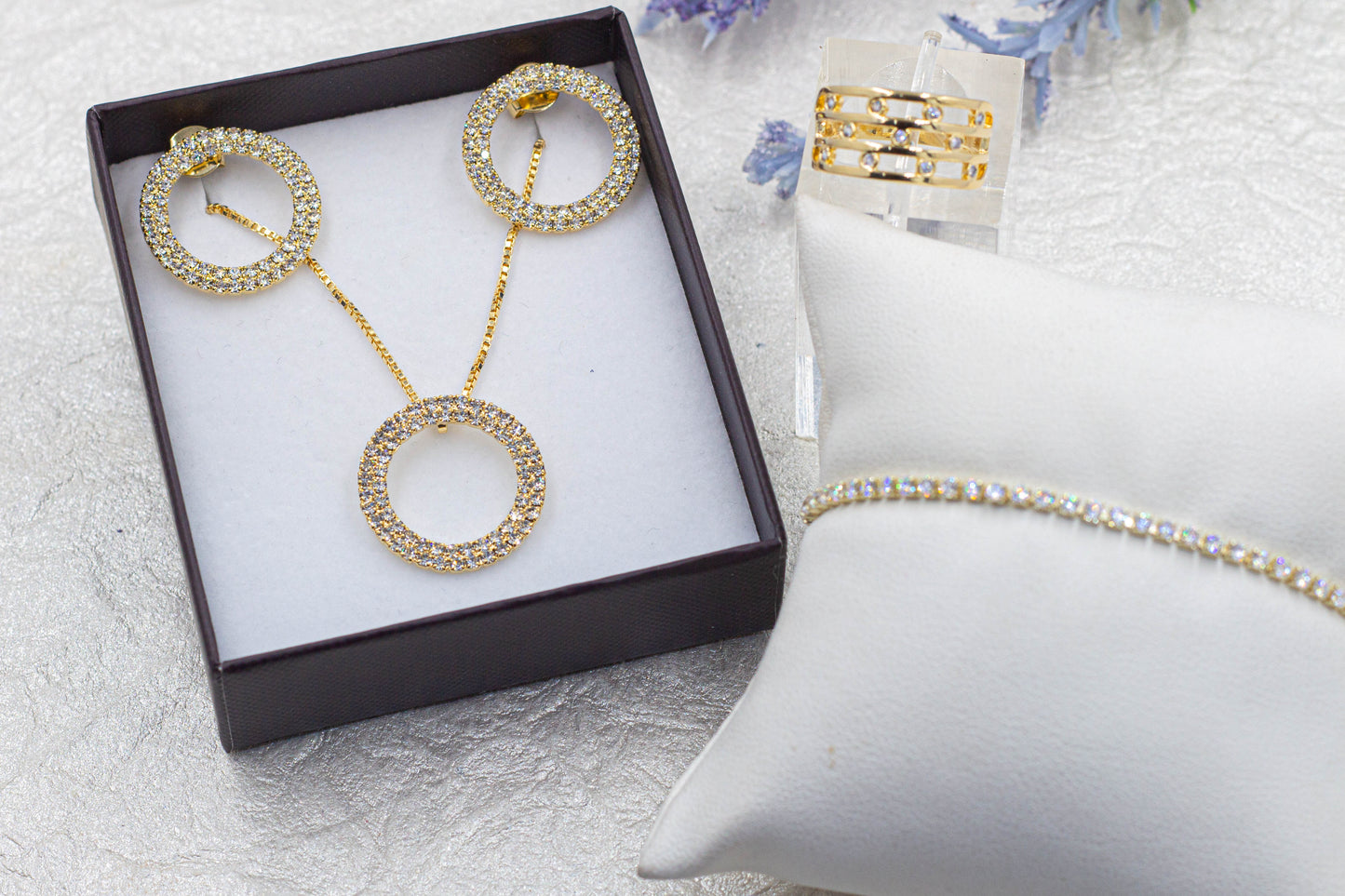 Jewelry Gift Box Necklace, Earrings, Ring & Bracelet Set