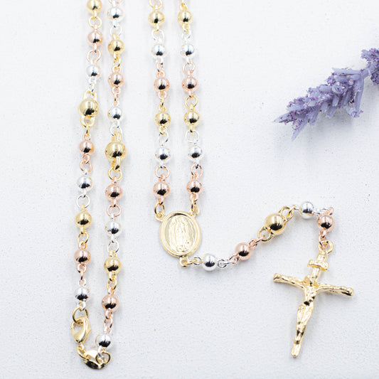 Catholic Three Tones Pearl Rosary