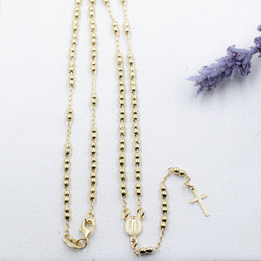 Dainty Catholic Gold Pearl Rosary