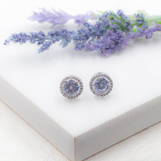 Round Cubic Zirconia Diamond Stud Earrings