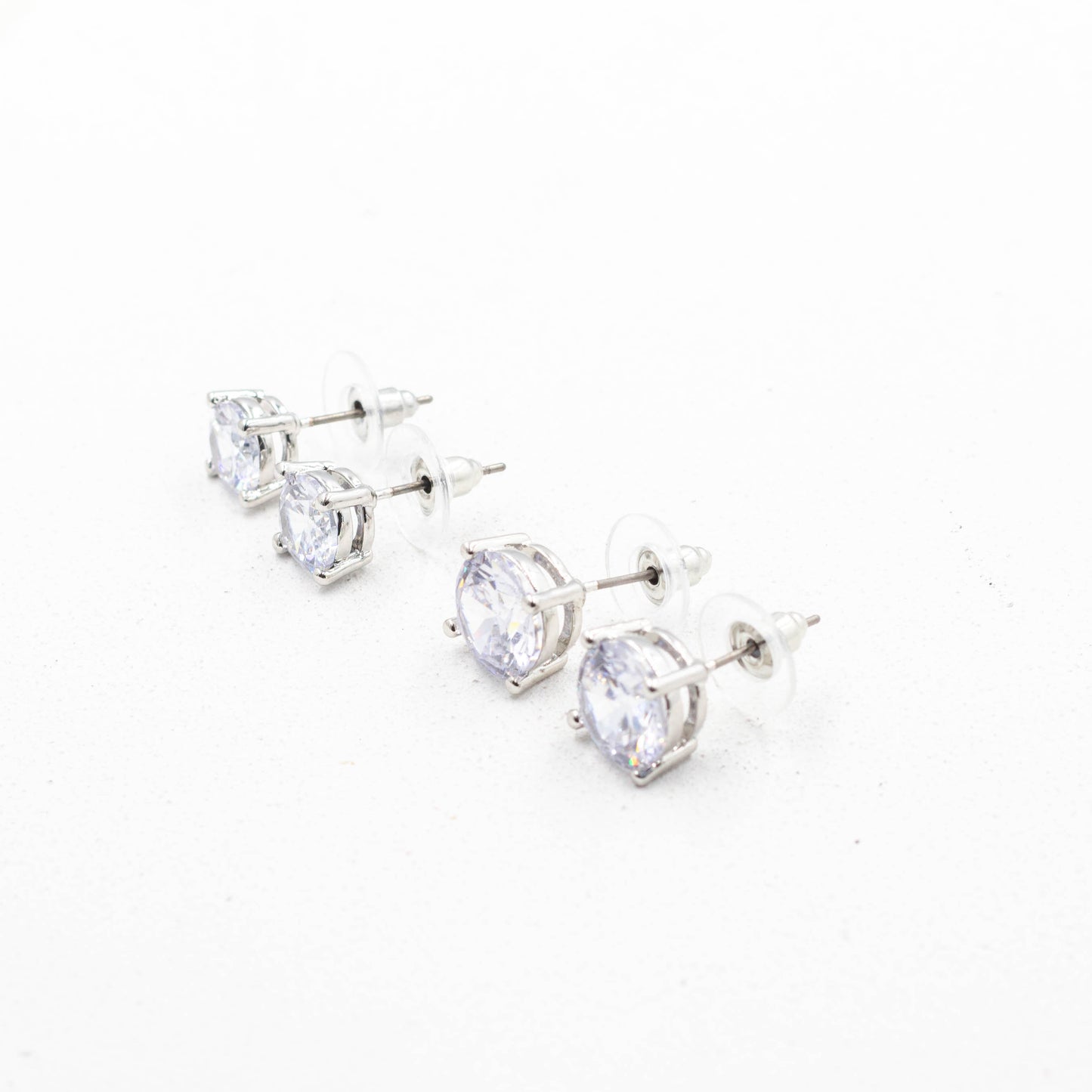 Tiny Round Zirconia Diamond Stud Earrings