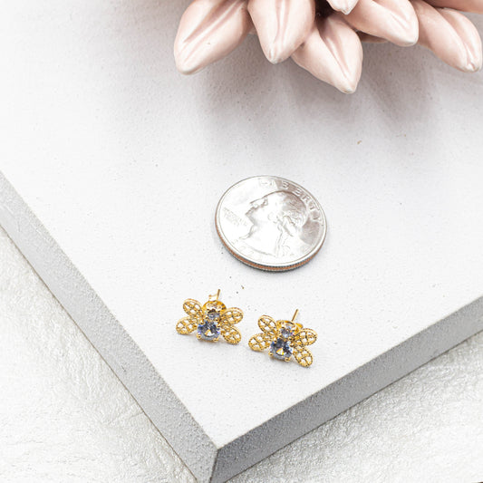 Sweet As a Bee Zirconia Stud Earrings