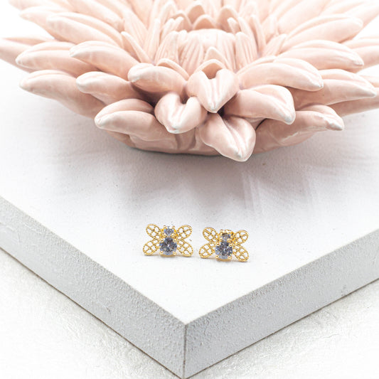 Sweet As a Bee Zirconia Stud Earrings