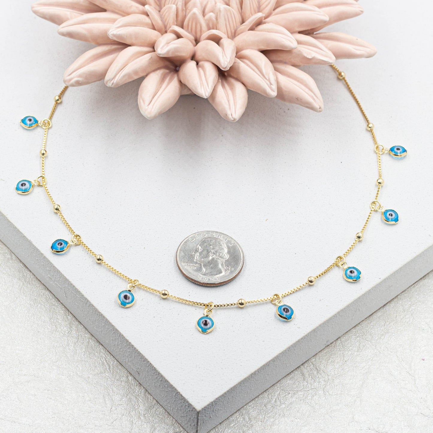 Dainty Blue Evil Eye Necklace