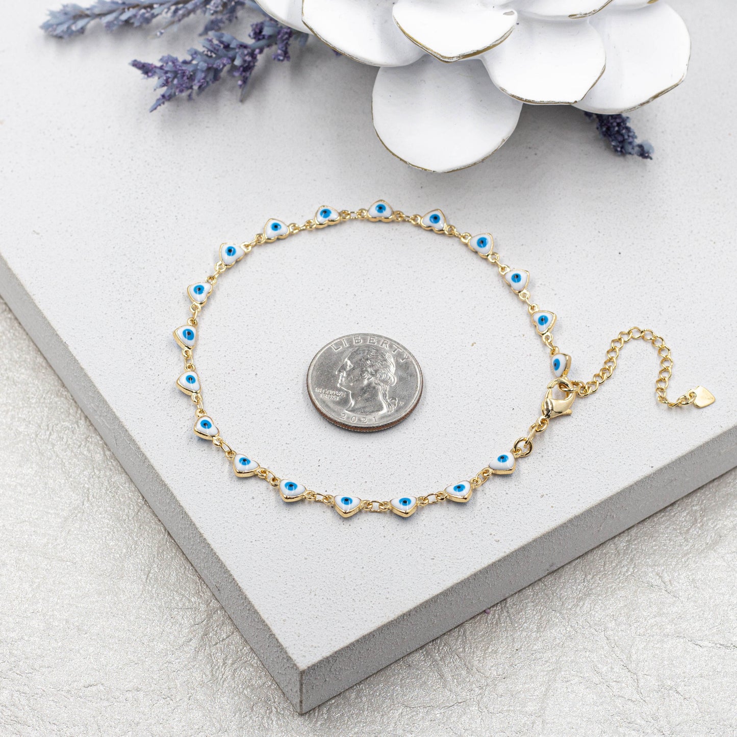 Dainty Blue Evil Eye Anklet