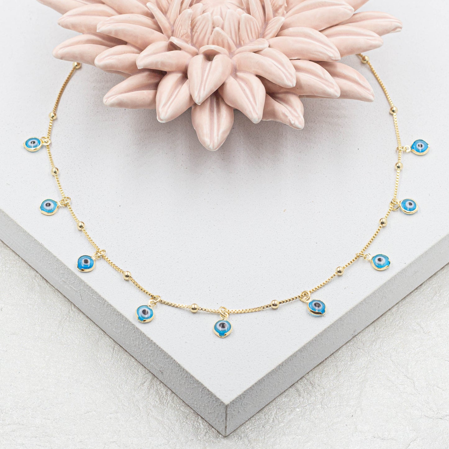 Dainty Blue Evil Eye Necklace