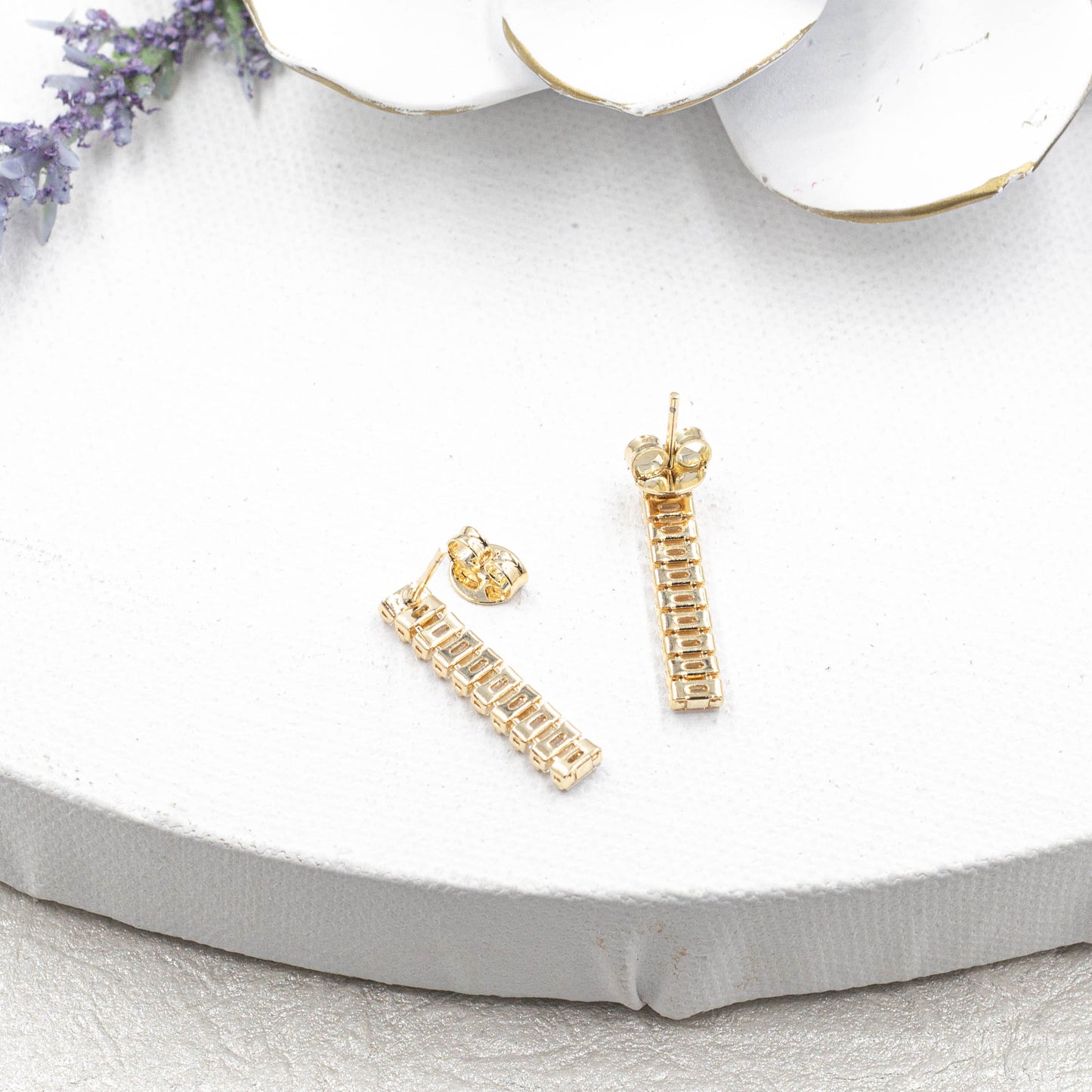 Clear Baguette Earrings