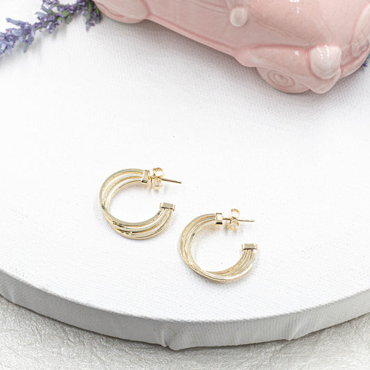 Triple Layer Open Hoops Earrings