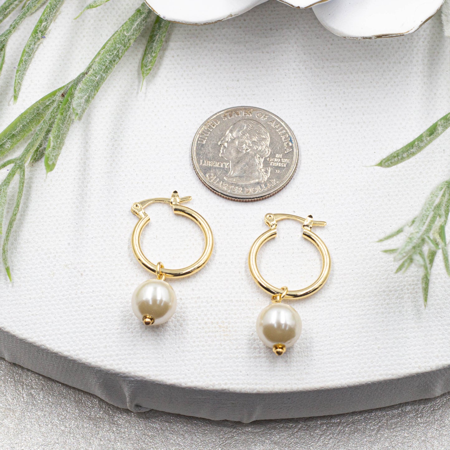 Pearl Hoops Earrings