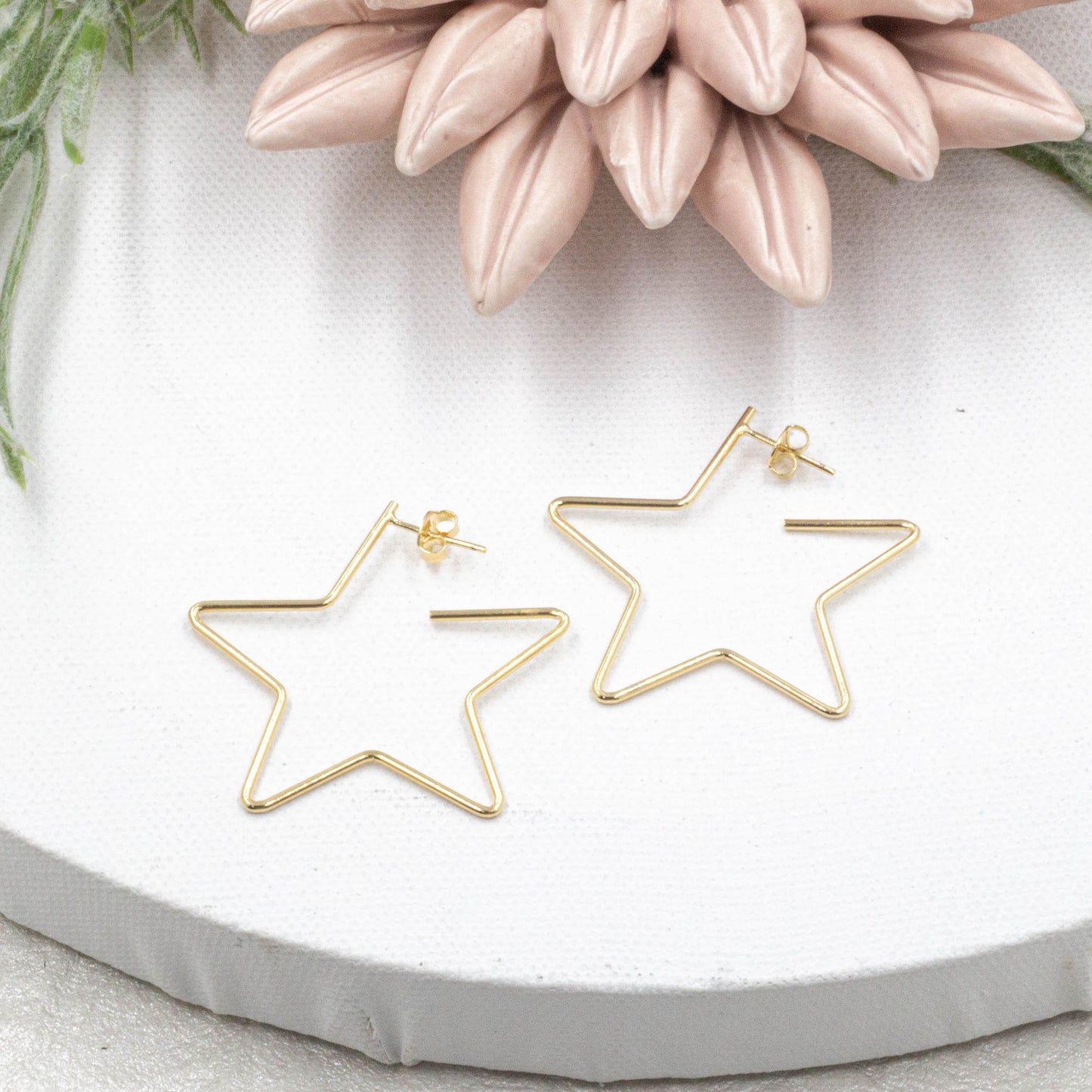 Thin Star open Hoops Earrings