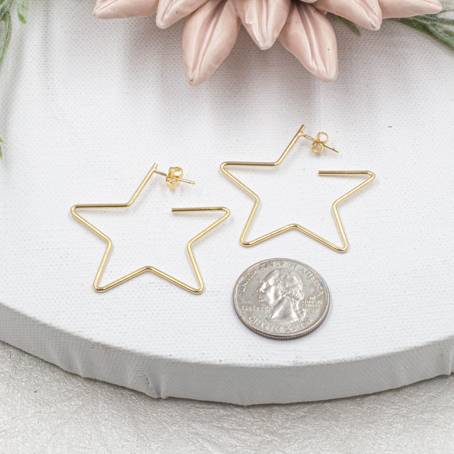 Thin Star open Hoops Earrings