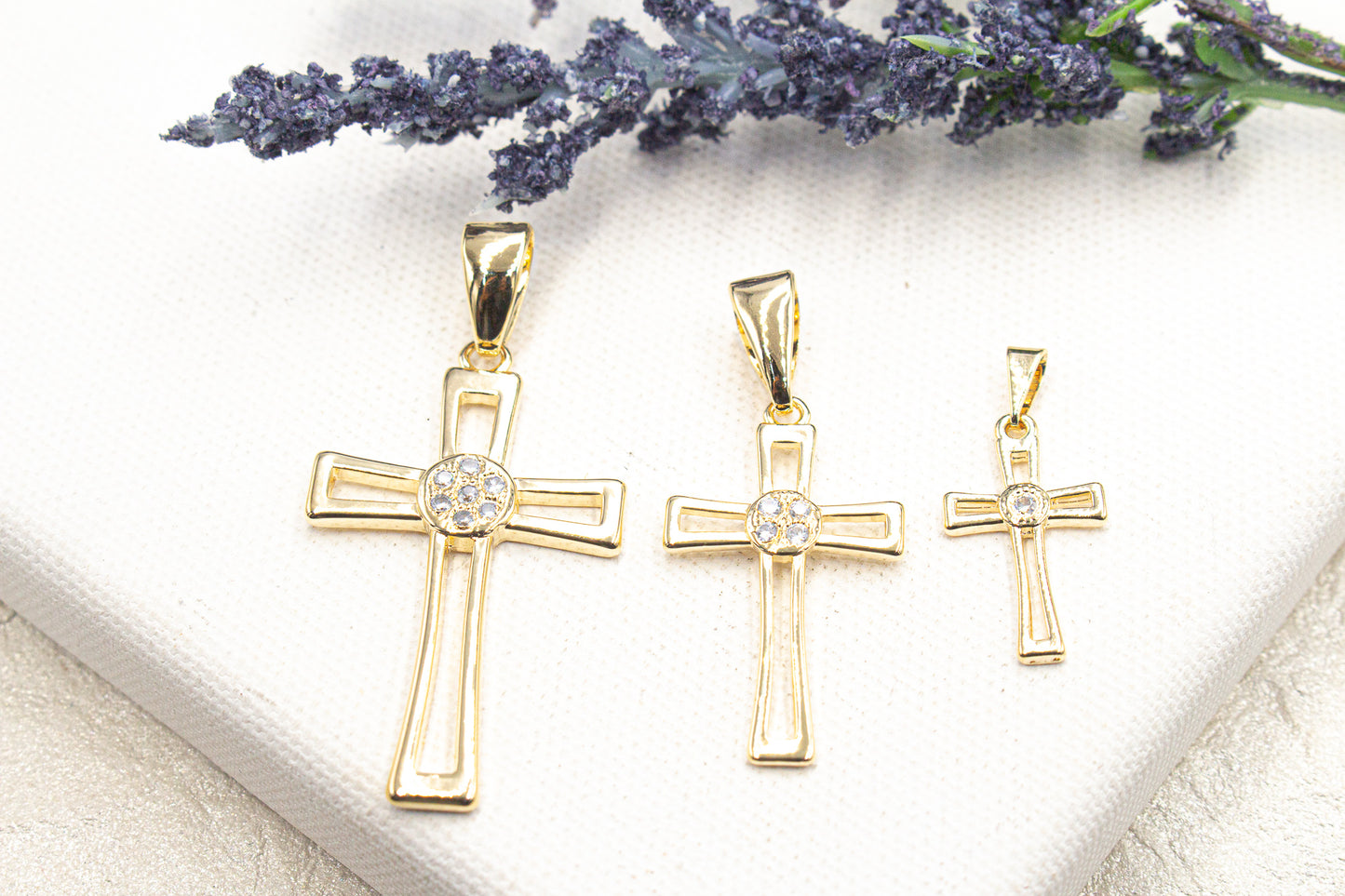 Open Cross Crucifix Church Christian Zirconia Details Pendant