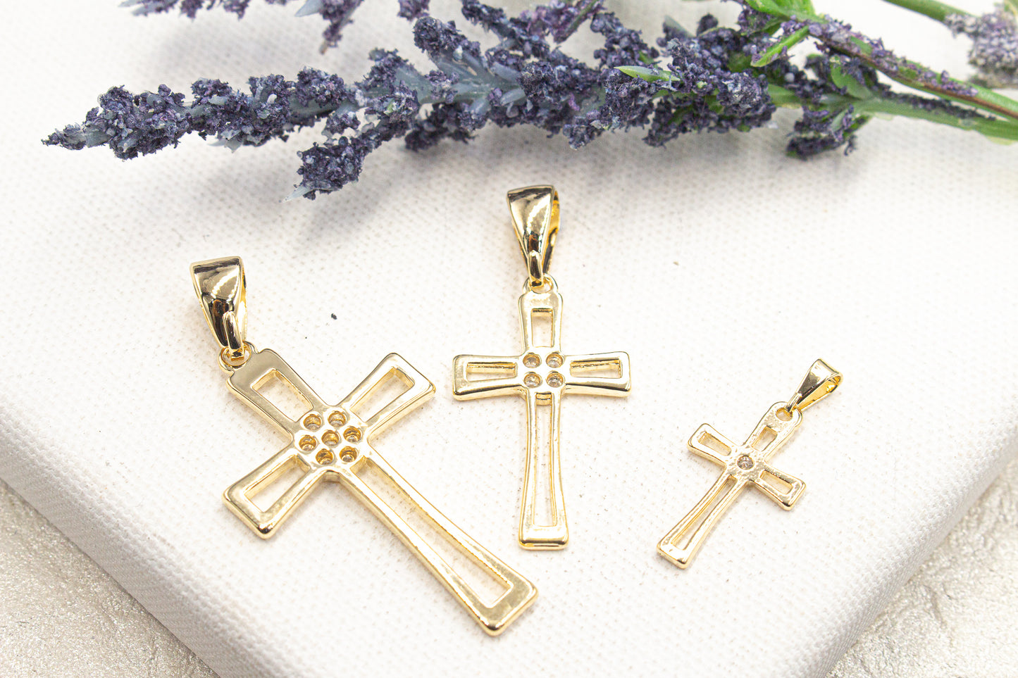 Open Cross Crucifix Church Christian Zirconia Details Pendant