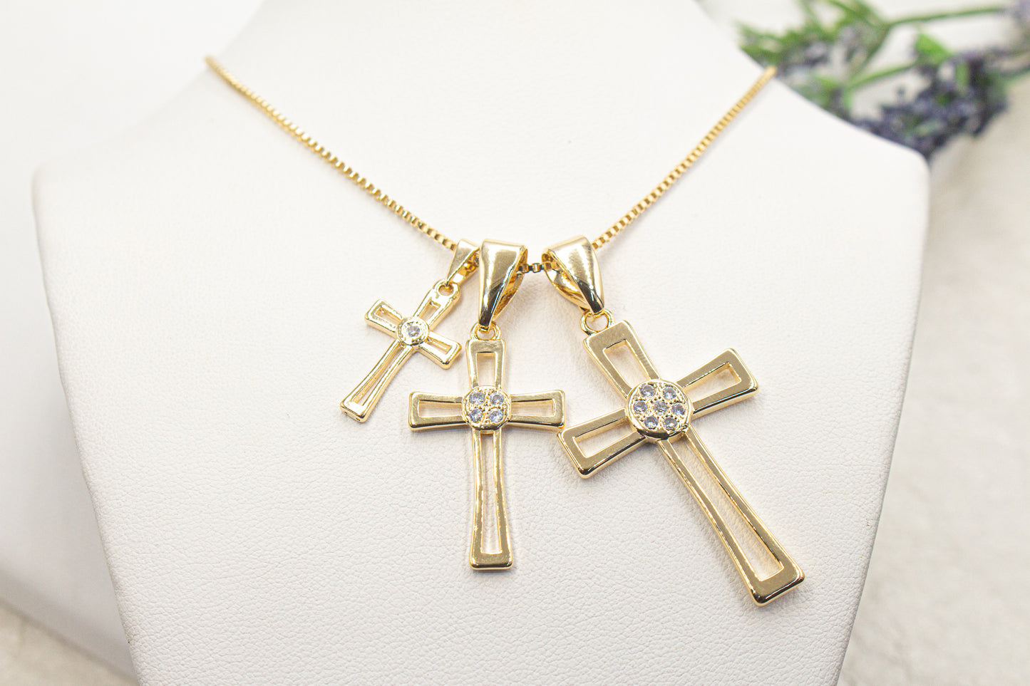 Open Cross Crucifix Church Christian Zirconia Details Pendant