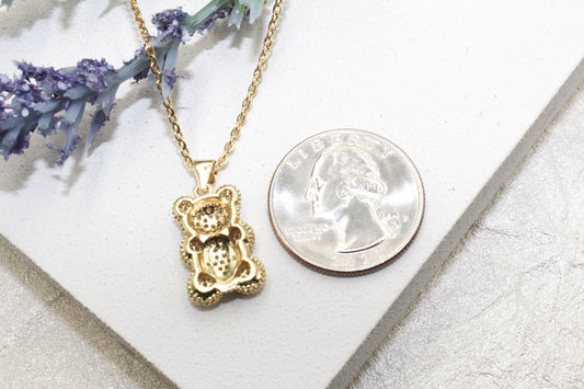 Micro Pave Cubic Zirconia Little Bear Pendant Necklace