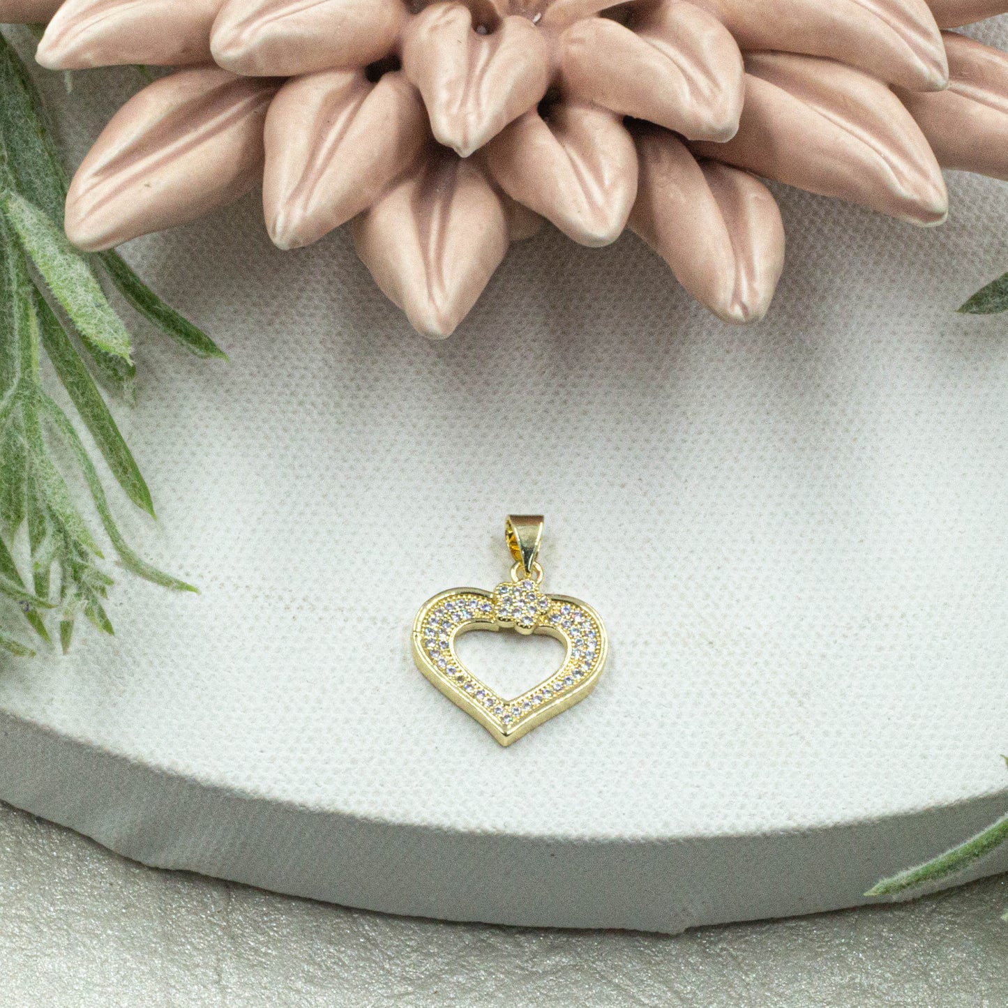 Filled Pave Heart Pendant