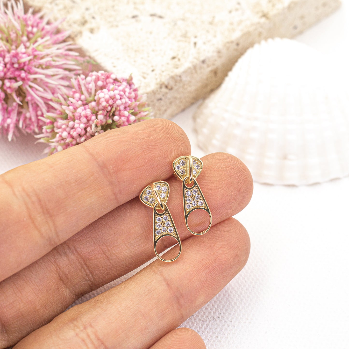 Micro Pave Cubic Zirconia Zipper Earrings