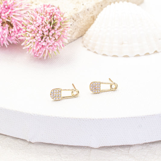 Micro Pave Cubic Zirconia Pin Earrings