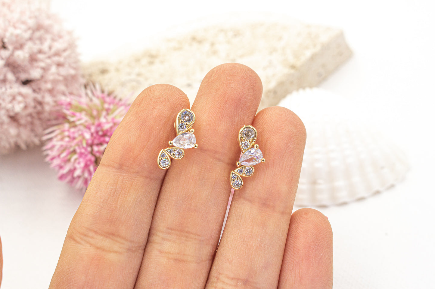 Four Zirconia Drops Earrings