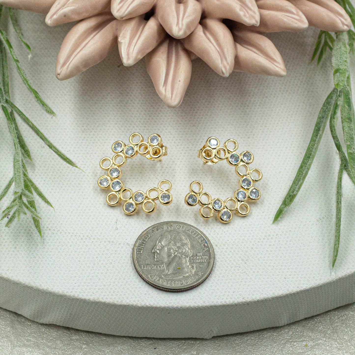 Cz Circles Stud Earrings